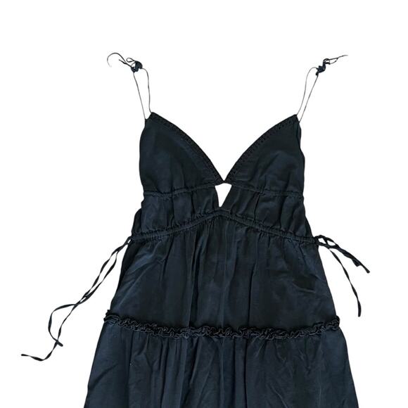 Karina Grimaldi Revolve Solana Cotton Tiered Sleeveless Solid Black Maxi Dress S - Picture 3 of 11
